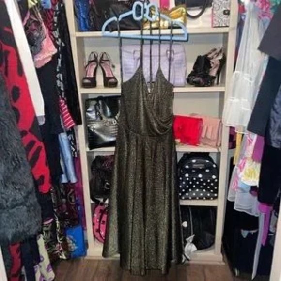 VTG Betsey Johnson Metallic Halter Dress - Picture 2 of 5